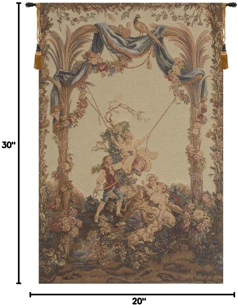 C Charlotte Home Furnishings Inc Romantic Swing European Tapestry Wall Hanging | Viscose Cotton and Polyester Blend Wall Art | 30 in. x 20 in | Home Decor Accents | Inspired by Famous