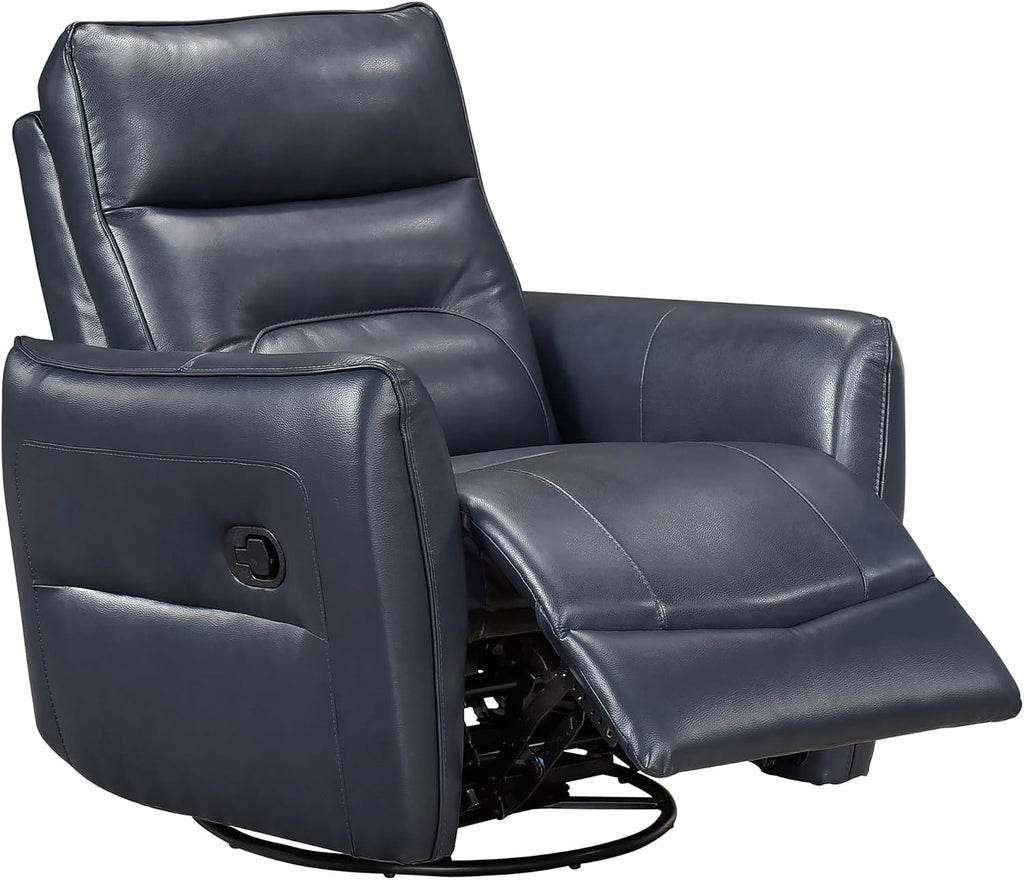 Lexicon Swivel Glider Reclining Chair, Top Grain Leather Match Manual Recliner, Comfy Nursery Glider Recliner, Swivel Reclining Chair for Living Room/Office/Bedroom/Apartment, Dark Blue