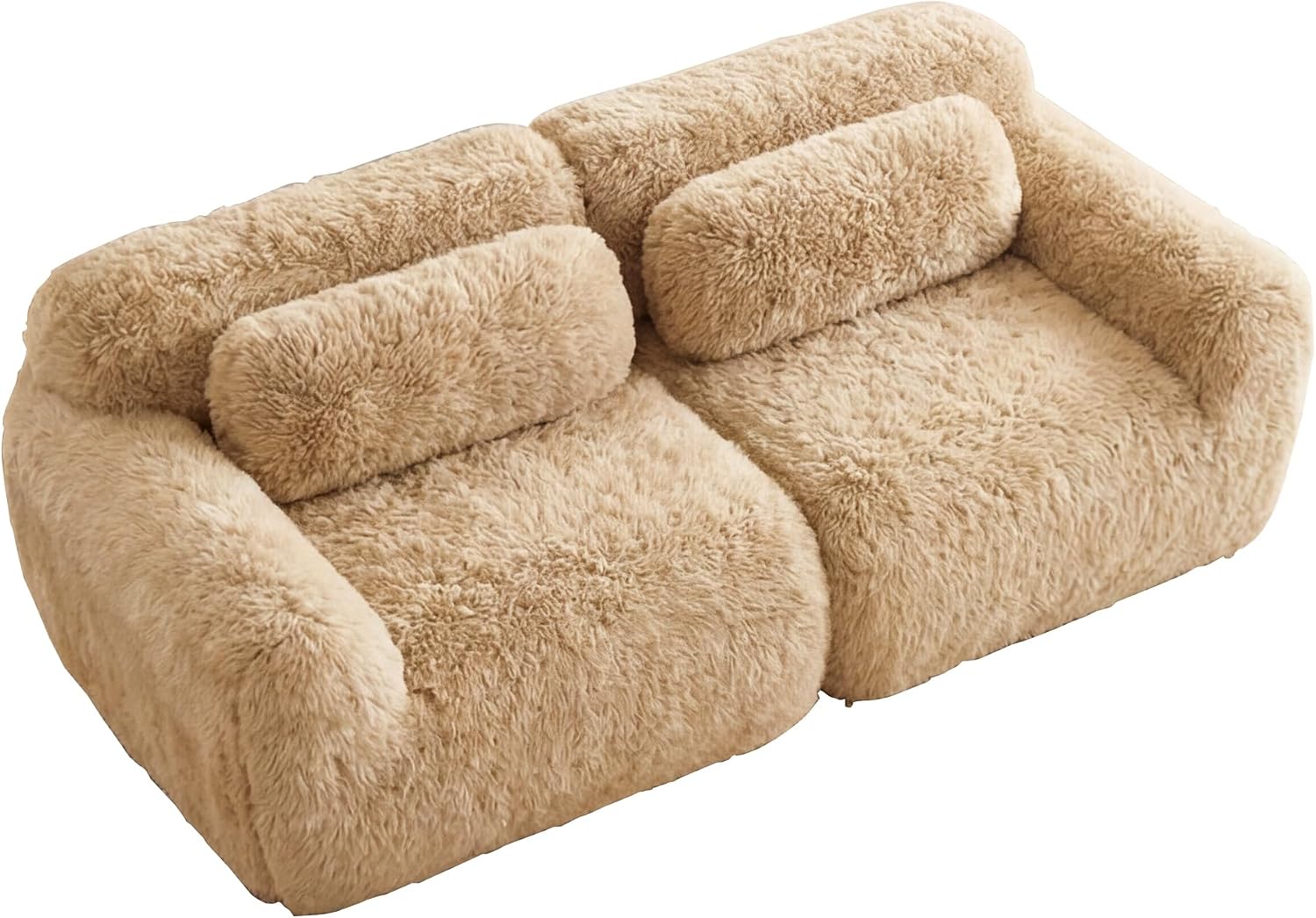 80-Inch Boneless Love Seat Couches in a Box, 2 Seat Modular Foam Cloud Sofa Floor Compressed Loveseat Couch W/Angle Armrests for Home Apartments Bedroom Living Room