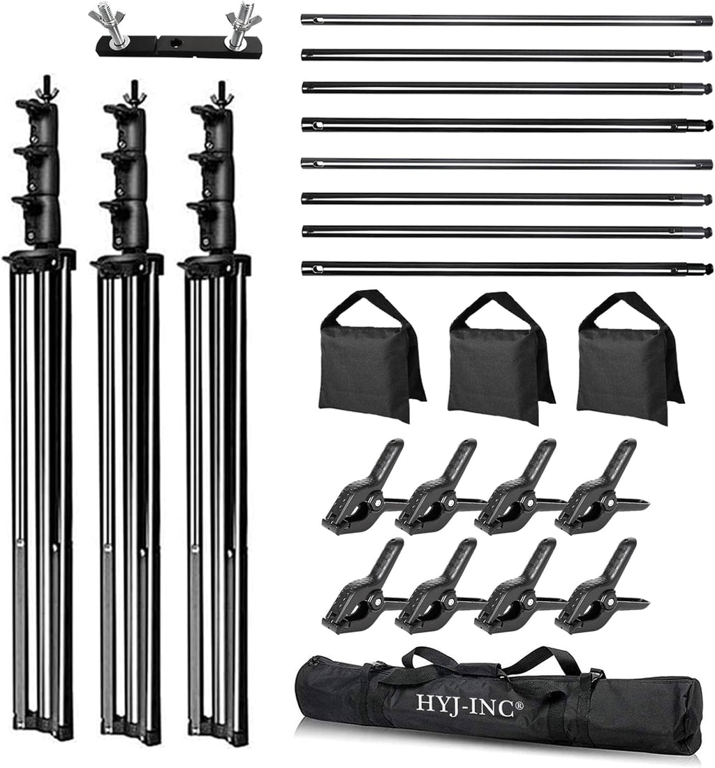 HYJ-INC Photo Video Studio 20ft (Wide) x 10ft (Tall) Heavy Duty Adjustable Width & Length Photography Backdrop Stand Background Support System Kit with Spring Clamps, Sandbags, Carry Bag