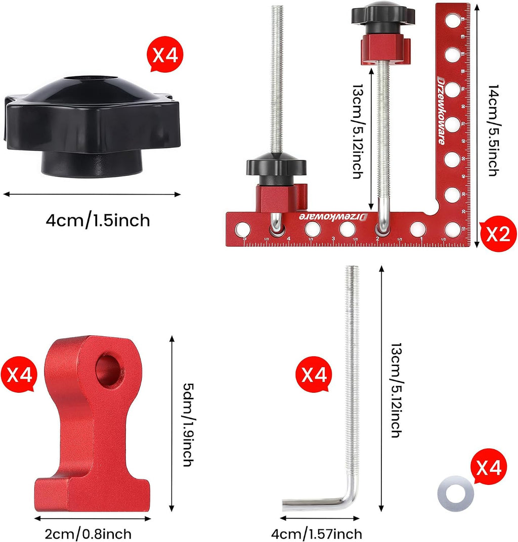Corner Clamps for Woodworking Drzewkoware 90 Degree Square Clamps 4 Pack 5.5'x 5.5'Aluminum L Type Positioning Clamping Squares Carpenter Tools
