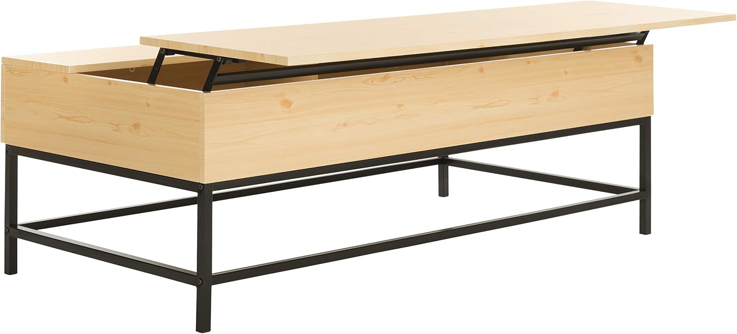 Safavieh Home Gina Light Oak and Black Lift-Top Storage Coffee Table