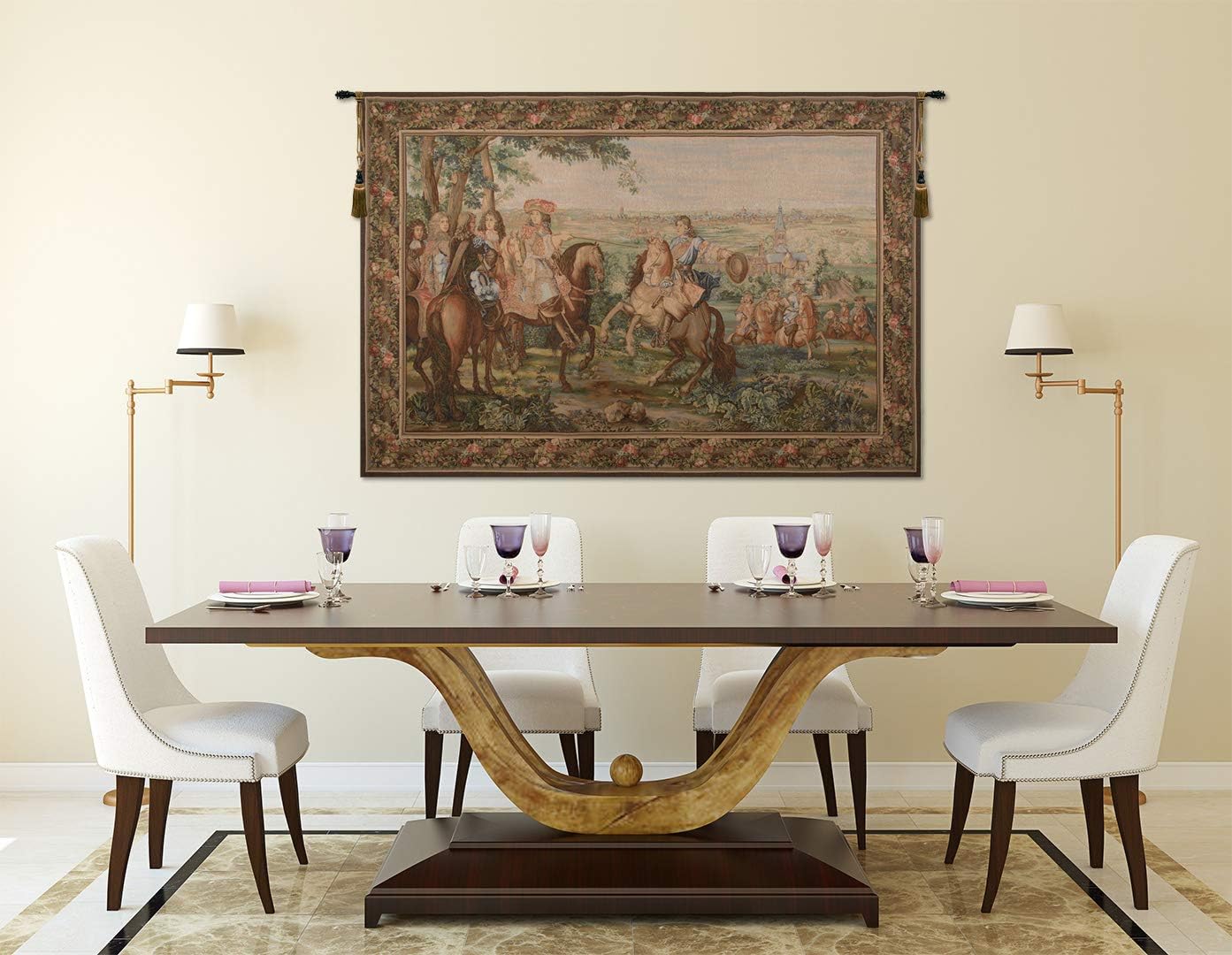 Charlotte Home Furnishings Inc. La Prise De Lille I French Tapestry Wall Hanging, 78 X 118 Inch, Viscose Cotton And Polyester Blend Wall Art, Woven In France, Perfect For Home Decor And Wall Decor