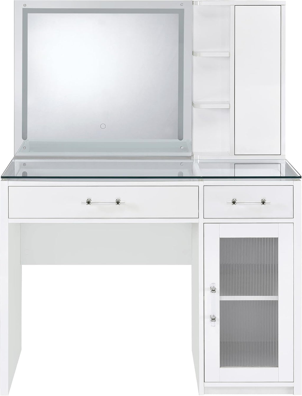 Coaster Home Furnishings Flora 2-Drawer Vanity Set with Led Mirror White High Gloss