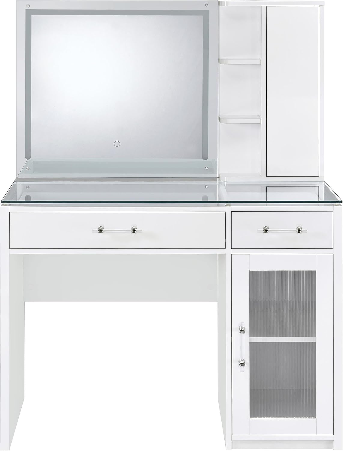 Coaster Home Furnishings Flora 2-Drawer Vanity Set with Led Mirror White High Gloss