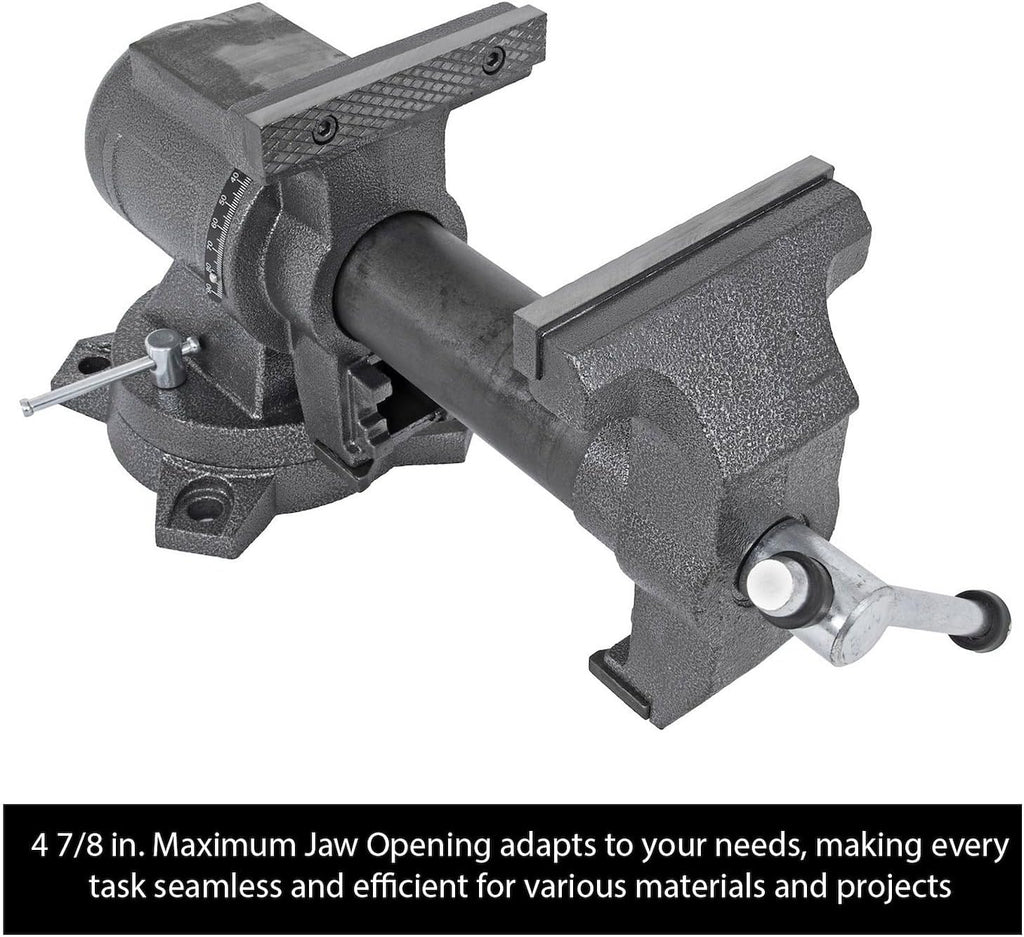 JEGS 805445 Multipurpose Bench Vise 5 in. Jaws 360 degree Dual Lockable Swivel Base