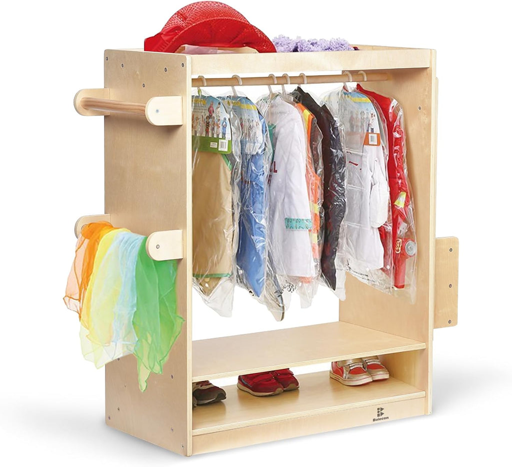 Kids Dress Up Center Girls/Boys Pretend Play Closet, Clothes Rack with Organizer Mirror Set, Cubbies for Costume,Toddler Montessori Furniture, Wardrobe for Daycare//Preschool (Standard)