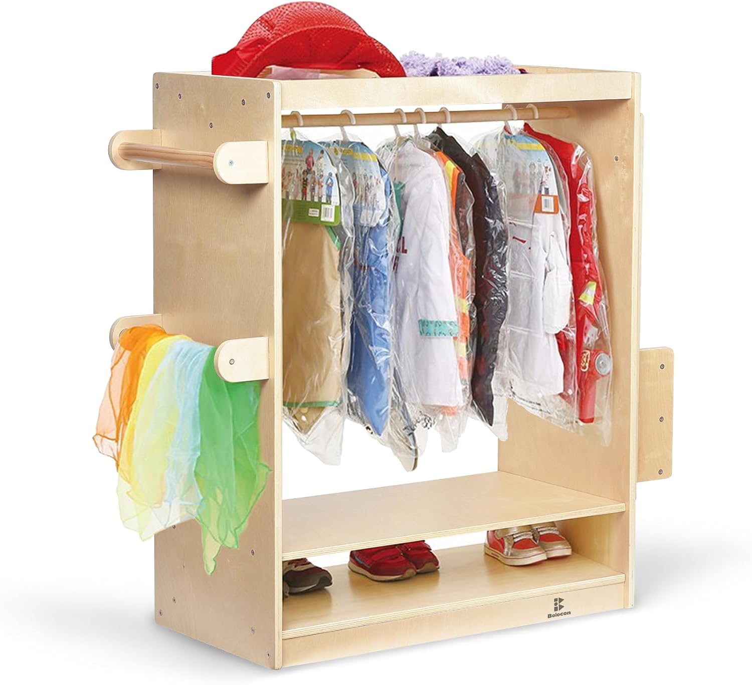 Kids Dress Up Center Girls/Boys Pretend Play Closet, Clothes Rack with Organizer Mirror Set, Cubbies for Costume,Toddler Montessori Furniture, Wardrobe for Daycare//Preschool (Standard)