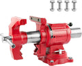 Upgraded UPG 5-Inch Terminal Location Bench Vise with Ductile Iron Bench Vise 360° Multi-Purpose Bench Vice with Anvil and Positioning Pins, Clamp force 8800lbs, Red Swivel Vise