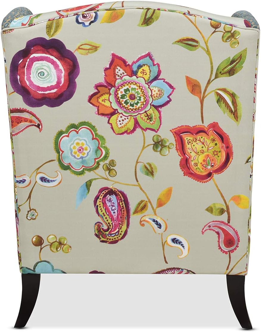 Jennifer Taylor Home Anya Eclectic Floral Patchwork Boho Chic Wingback Large Living Room Lounge Accent Arm Chair