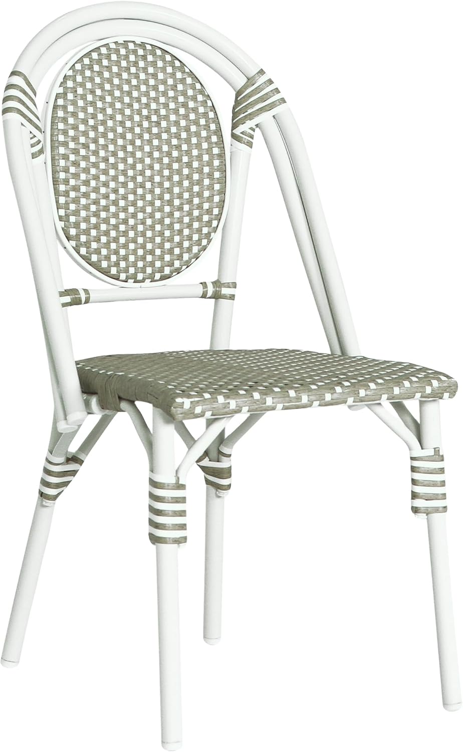 Christopher Knight Home Gammy Outdoor French Bistro Chairs Set of 2, Aluminum Patio Dining Chairs Set of 2, PE Rattan Patio Furniture Armless Accent Chair for Garden/Backyard/Balcony, Green + White