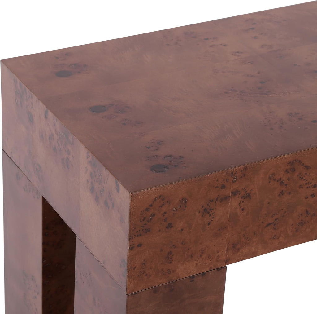Christopher Knight Home Burla Modern Console Table, Wooden Entryway Table with Block Leg Design, Behind The Couch Long Sofa Table for Living Room, Brown