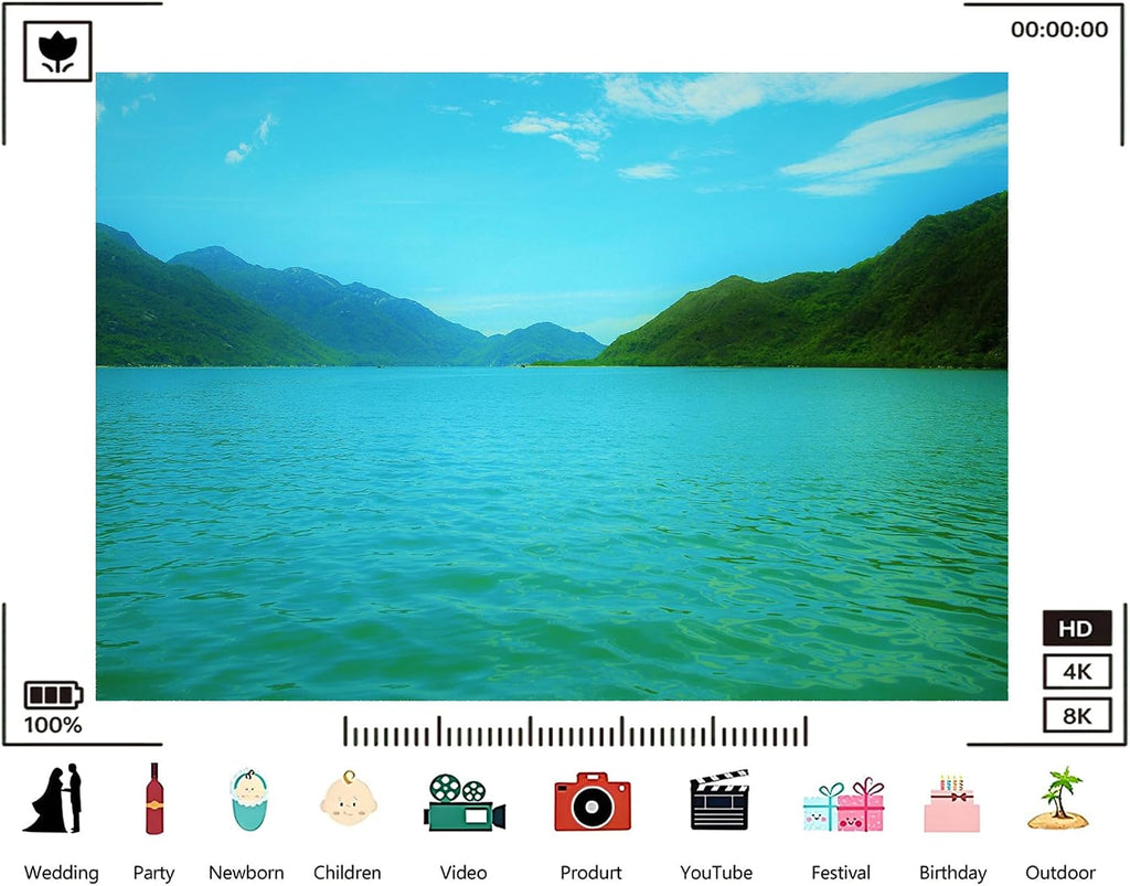 Trykid 20x10ft Green Mountain Lake Backdrop Lush Forested Valley Nature Landscape Photography Background Hiking Camping Party Decoration Tapestry Photo Studio Prop Fabric