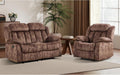 EBELLO Manual Reclining Sofa Set, Classic Recliner Sofa with Overstuffed Arms and Backrest, Include 1 Recliner Chair, 1 Loveseat Couch, Dark Brown