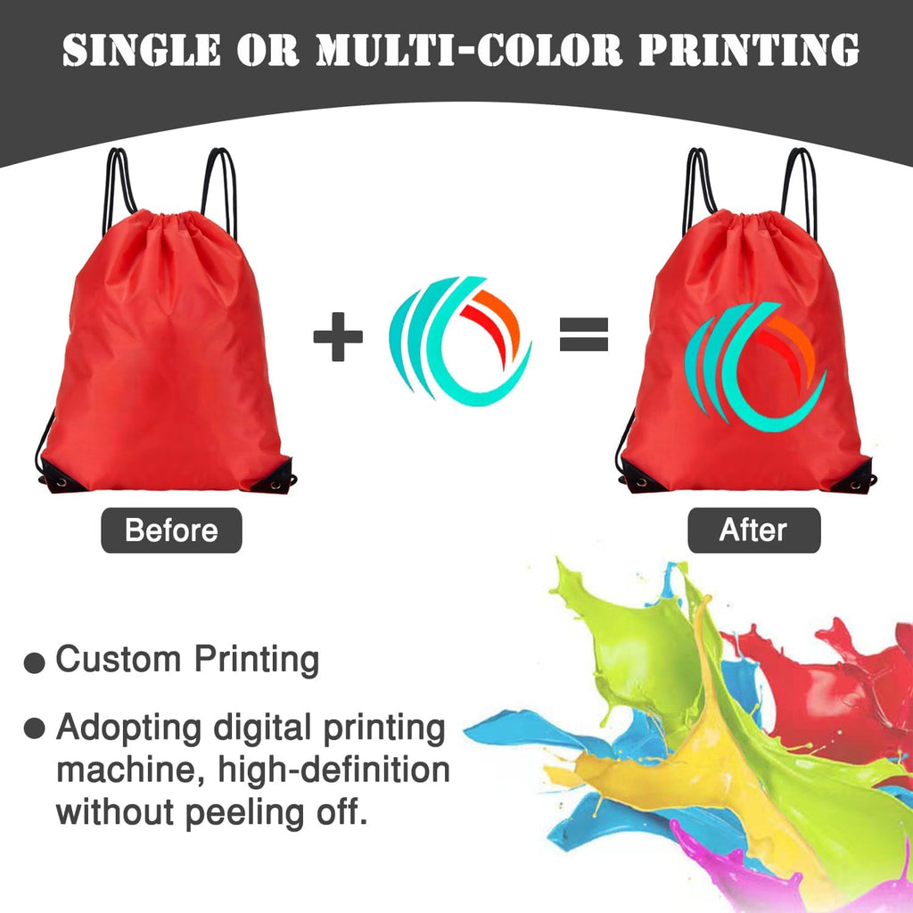Custom Bags With Your Logo Set of 100 Custom Backpack Draw String Bags Pack Bulk for Travelling Swimming Gym Everyday Use (Red)