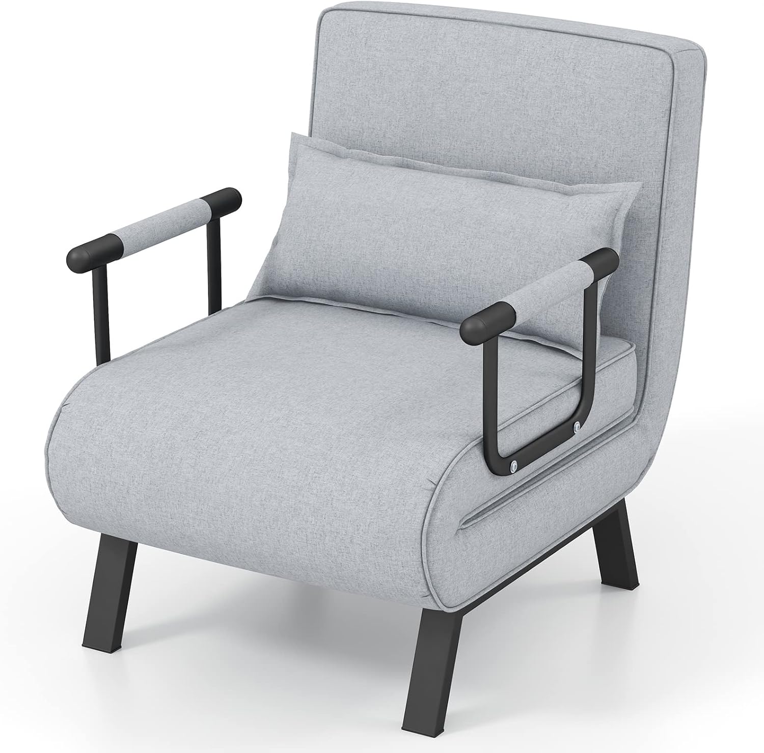 KOMFOTT Convertible Sleeper Chair Bed, 4-in-1 Folding Sofa Bed with 6-Position Adjustable Backrest, Upholstered Chaise Lounge with Removable Pillow, Leisure Recliner Lounge Couch for Home Office