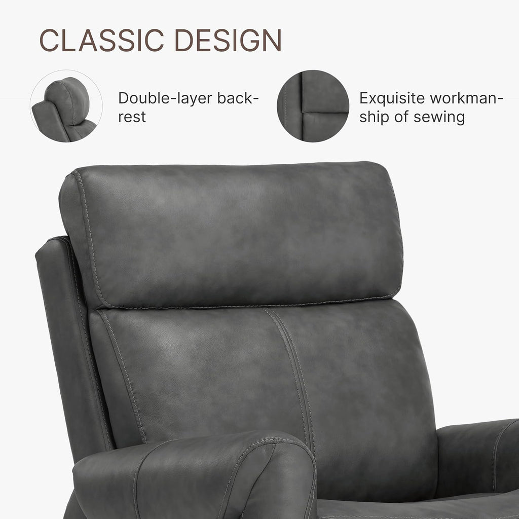 KISLOT Wall Hugger Recliner Chair for Adults, Faux Leather RV Recliner with USB Charging Ports Electric Power Reclining Sofa for Living Room Home Theater Seating Bedroom