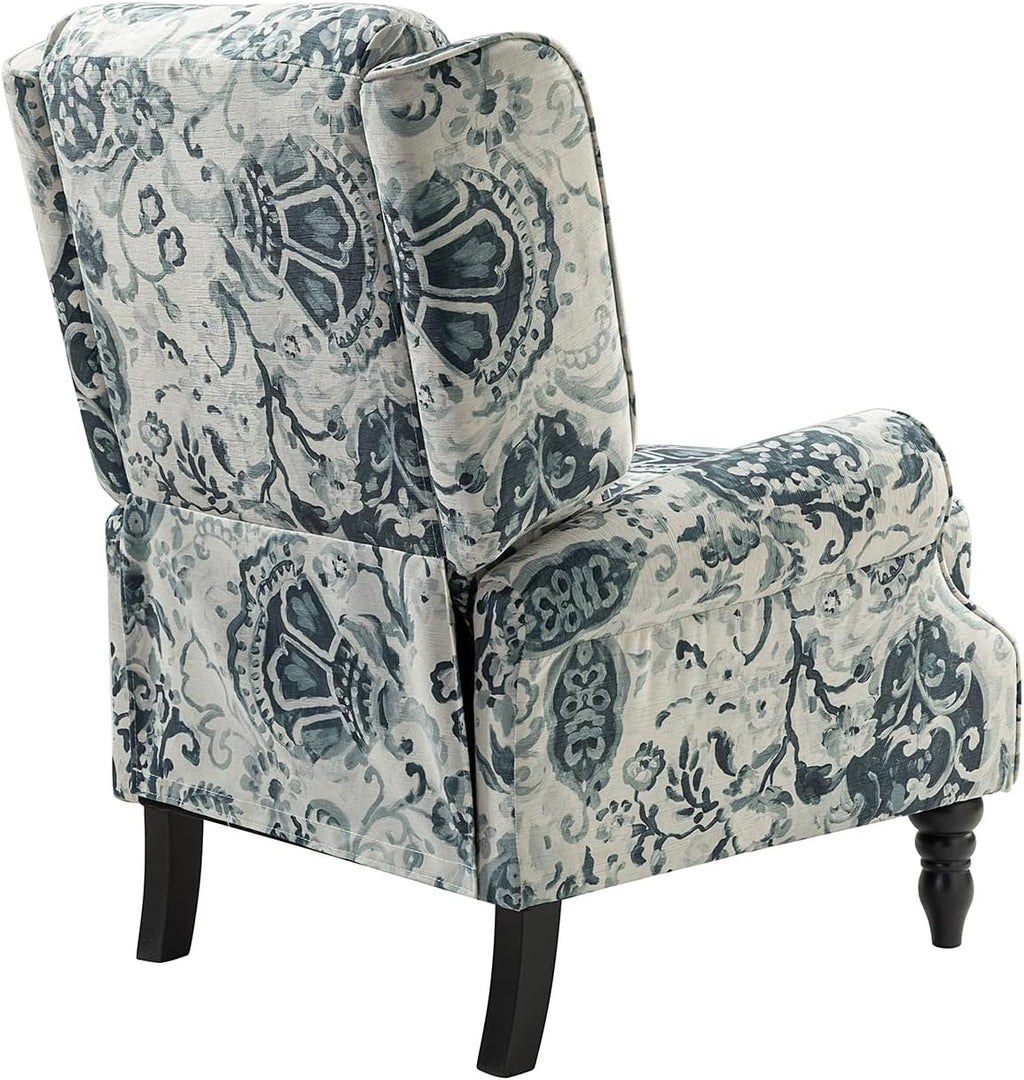HULALA HOME Upholstered Wingback Recliner Chair, Small Adjustable Footrest Push Back Single Reclining Sofa, Mid Century Modern Lounge Armchair for Living Room, Bedroom, Reading/Floral