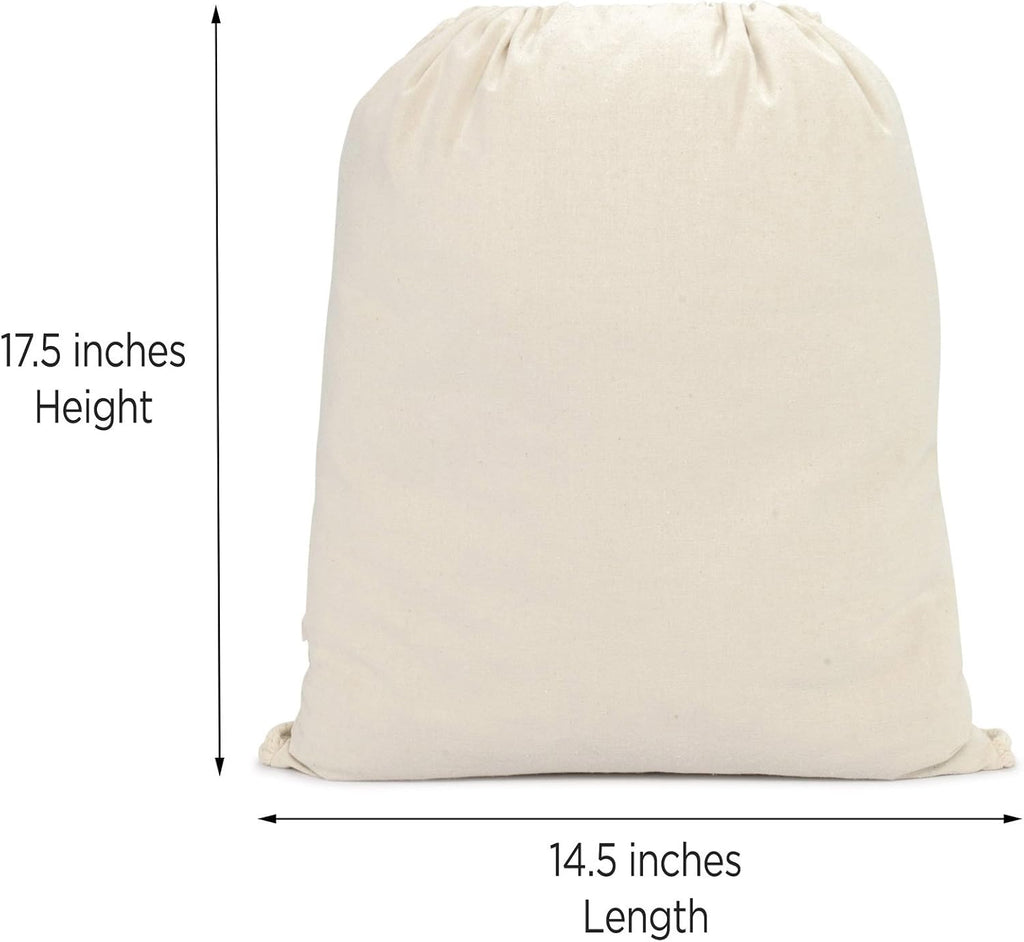 DALIX Cotton Drawstring Backpack Laundry Bags Bulk 50 Pack Mens Womens Natural