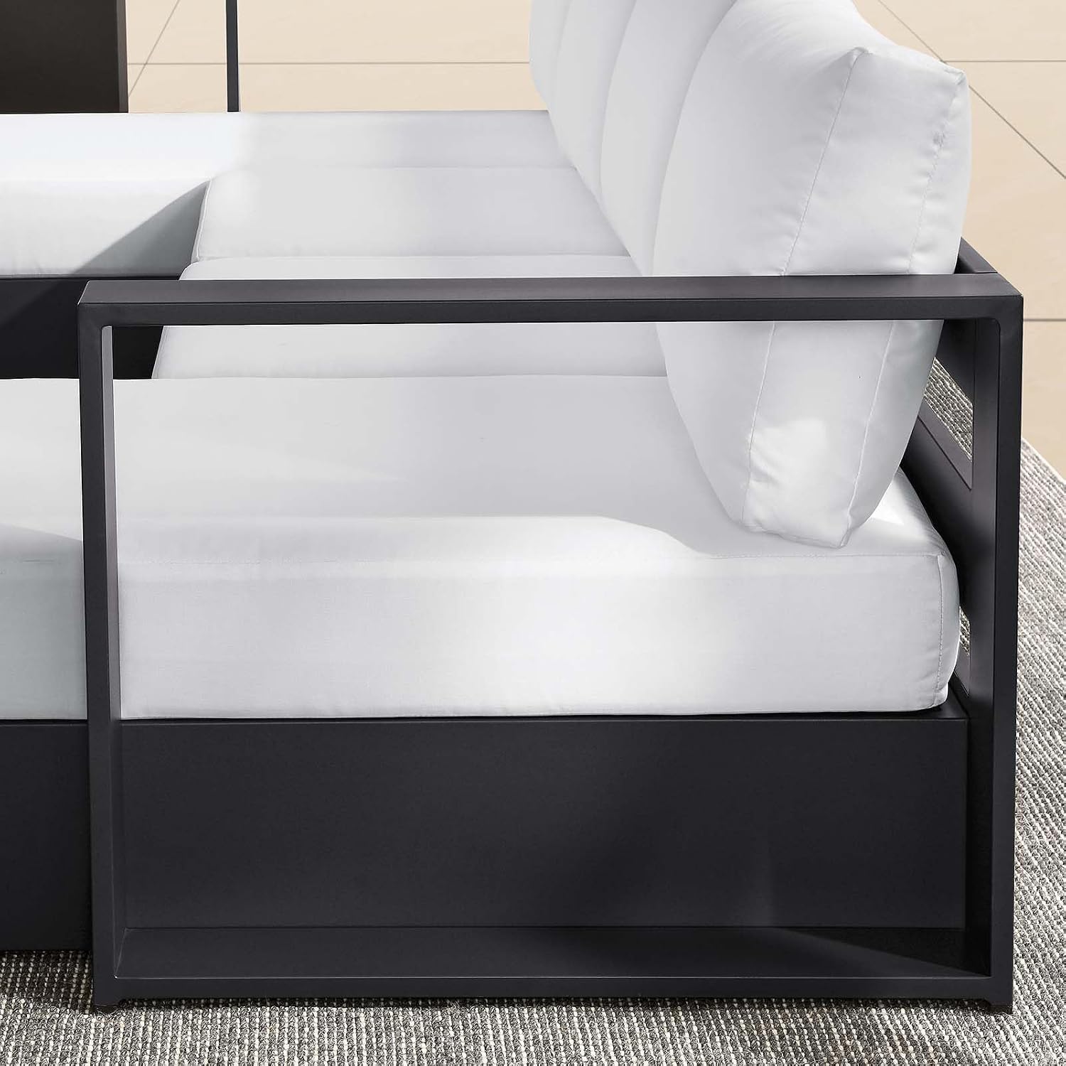 Modway Tahoe Aluminum 4-Piece Outdoor Patio Furniture Gray White, Modular Sectional Sofa Set with Chaise Lounges, Weather-Resistant Cushion, Ideal for Deck, Backyard, Poolside
