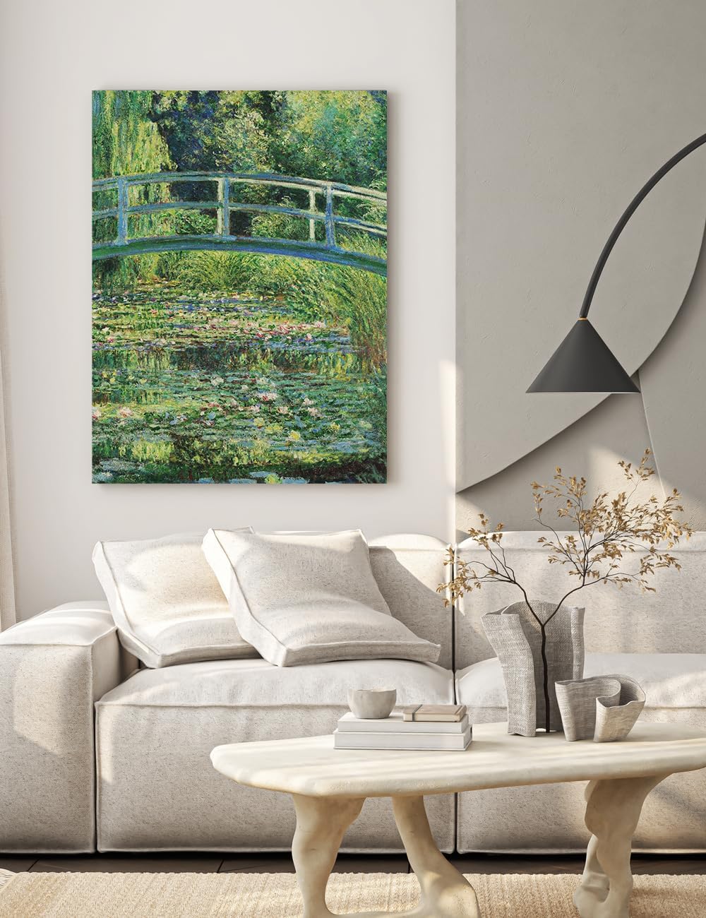 DECORARTS - The Japanese Bridge (Water-Lily Pond) by Claude Monet, Museum-Quality Giclee Canvas Print, Wall Art Reproduction, 30' W x 40' H, Made in USA