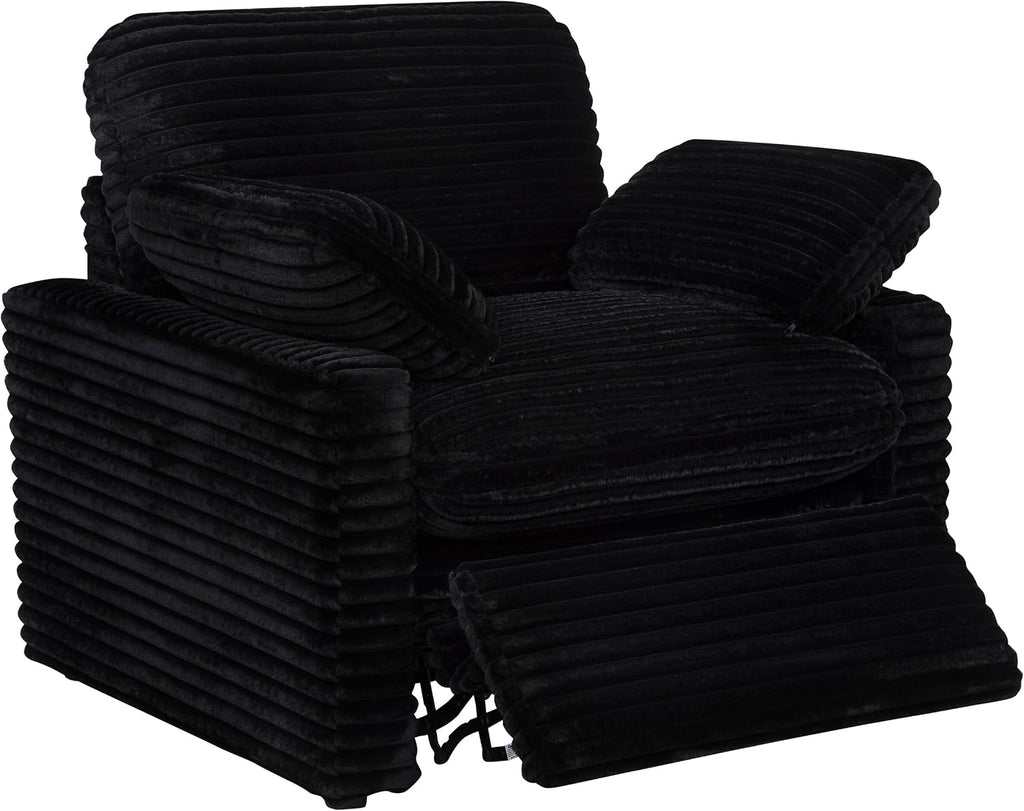 Coaster Home Furnishings - Collins - Wood and Fabric - Power Recliner with Horizontal Tufted Detail, Padded Arms, and Reversible Cushions - Living Room - Black - 610363P