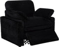 Coaster Home Furnishings - Collins - Wood and Fabric - Power Recliner with Horizontal Tufted Detail, Padded Arms, and Reversible Cushions - Living Room - Black - 610363P