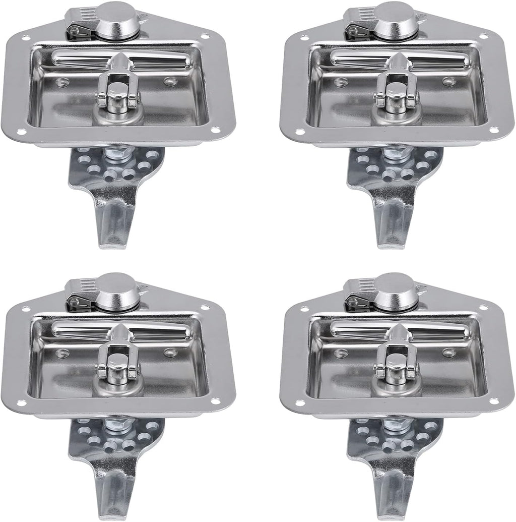 4pcs Tool Box Latch, Stainless Steel T-Handle Latches Tool Box Locks with Keys and Gasket Folding T-Handles Latch Heavy Duty Flush Mount Handle Latch for RV, Camper,Toolbox,Truck Trailer (4)
