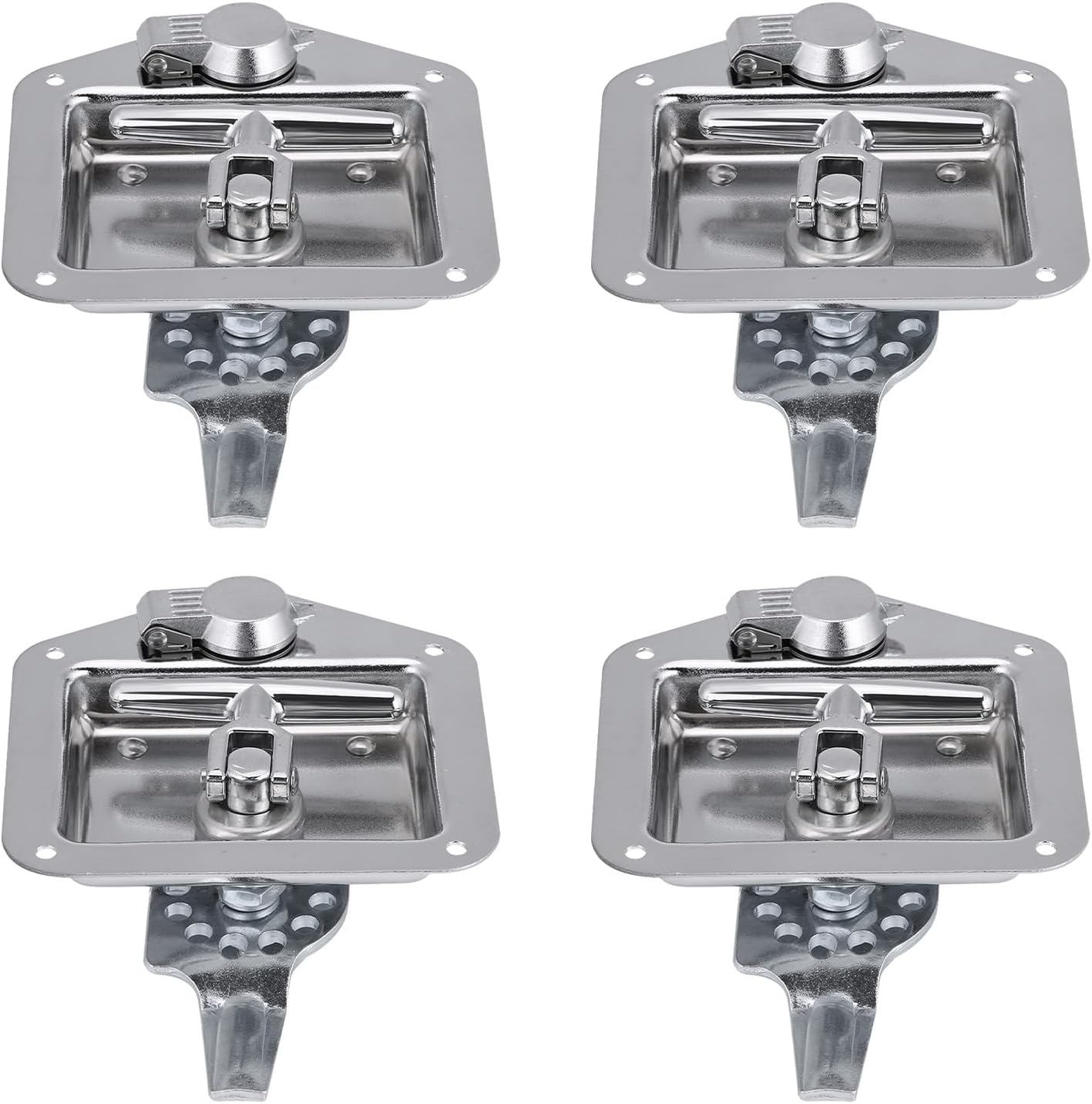 4pcs Tool Box Latch, Stainless Steel T-Handle Latches Tool Box Locks with Keys and Gasket Folding T-Handles Latch Heavy Duty Flush Mount Handle Latch for RV, Camper,Toolbox,Truck Trailer (4)