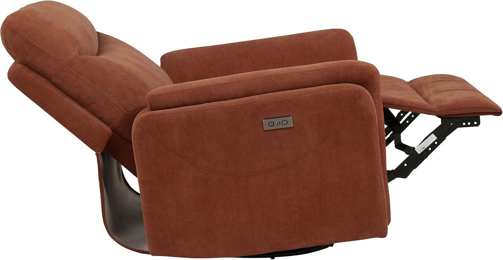 Coaster Home Furnishings - Adler - Upholstered Power Swivel Glider Recliner with Built-in Control Panel, Dual USB Ports, Foam Cushion and Transitional Style - Living Room - Rust - 610433P