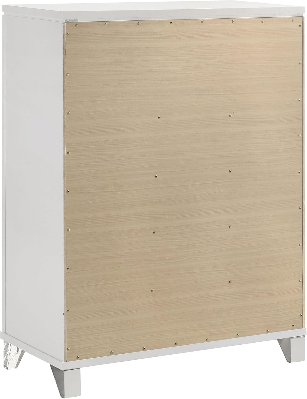 Coaster Home Furnishings Marmore Contemporary Wood 5-Drawer Bedroom Chest of Drawers Chiffonier Clothing Storage Cabinet Bedroom Armoire Tall Dresser Organizer Unit White 224965