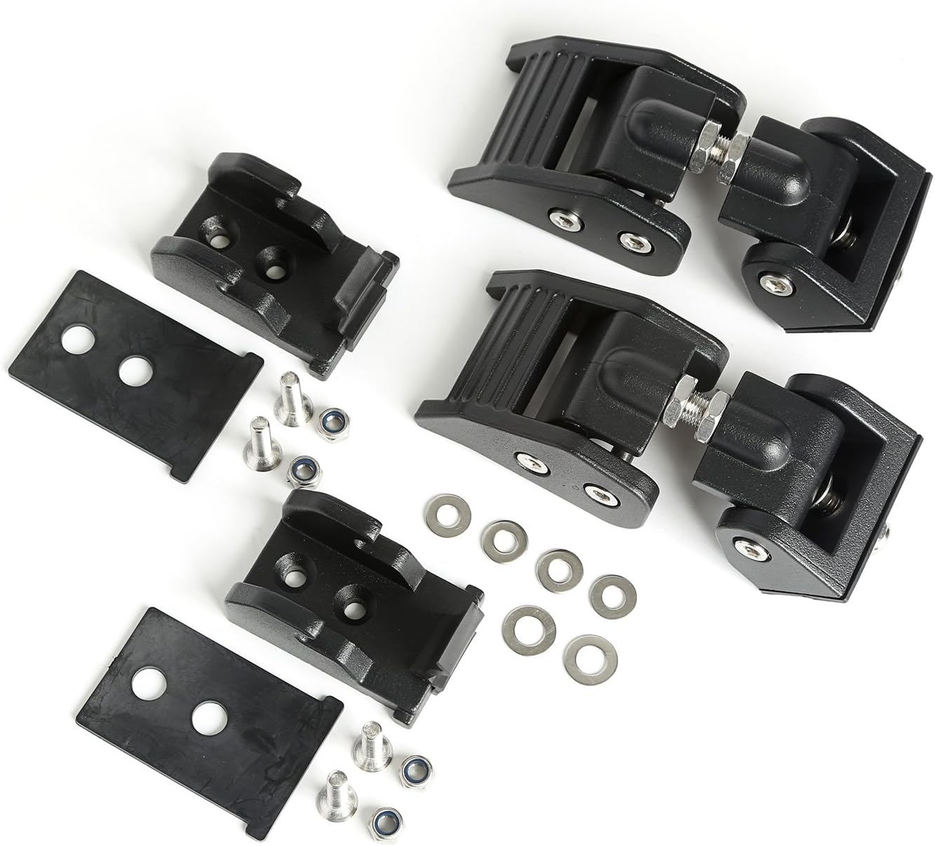 Rugged Ridge Hood Catch Kit for Jeep Wrangler/Gladiator | Aluminum, Black | 11210.21 | Fits 2018-2025 Jeep Wrangler JL; 2020-2025 Jeep Gladiator JT