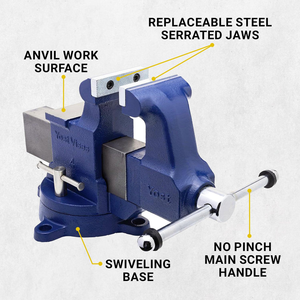 Yost Vises 204 4' Machinist Vise with 360-Degree Swivel Base