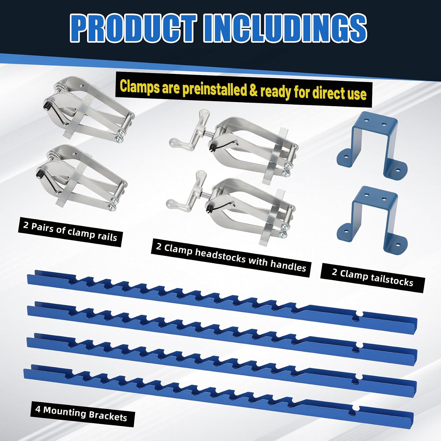 36 Inch Panel Clamps 2 Pack, 4-Way Pressure Steel Parallel Clamps Pre-installation Jigs Fit for 1/2' to 3' Cutting Boards, Tabletops, and Cabinet Cutting Board Clamps