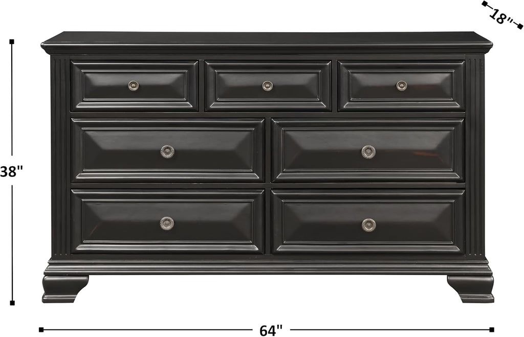 Roundhill Furniture Renova Vintage Black 7-Drawer Dresser