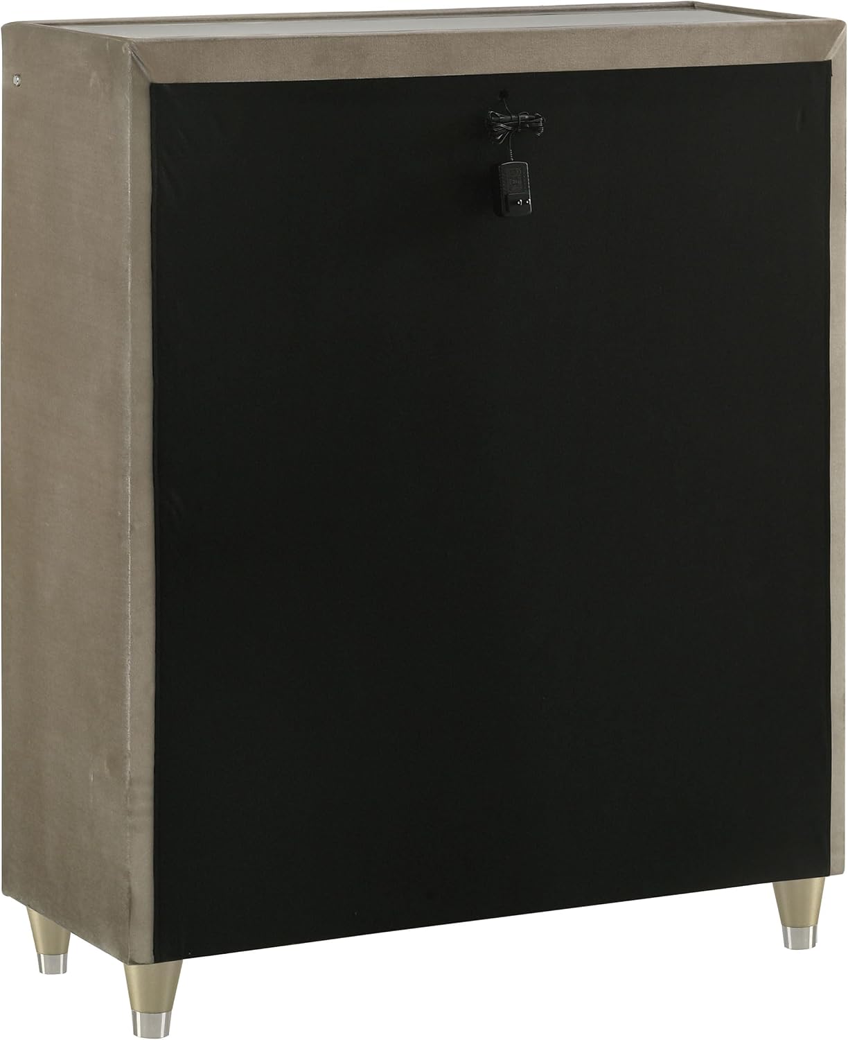 Coaster Home Furnishings - Lorient - Wood and Velvet - 5-Drawer Chest with Built-in LED Lighting, Crystal Knobs and English Dovetail Joinery - Bedroom - Ivory and Camel - 222665