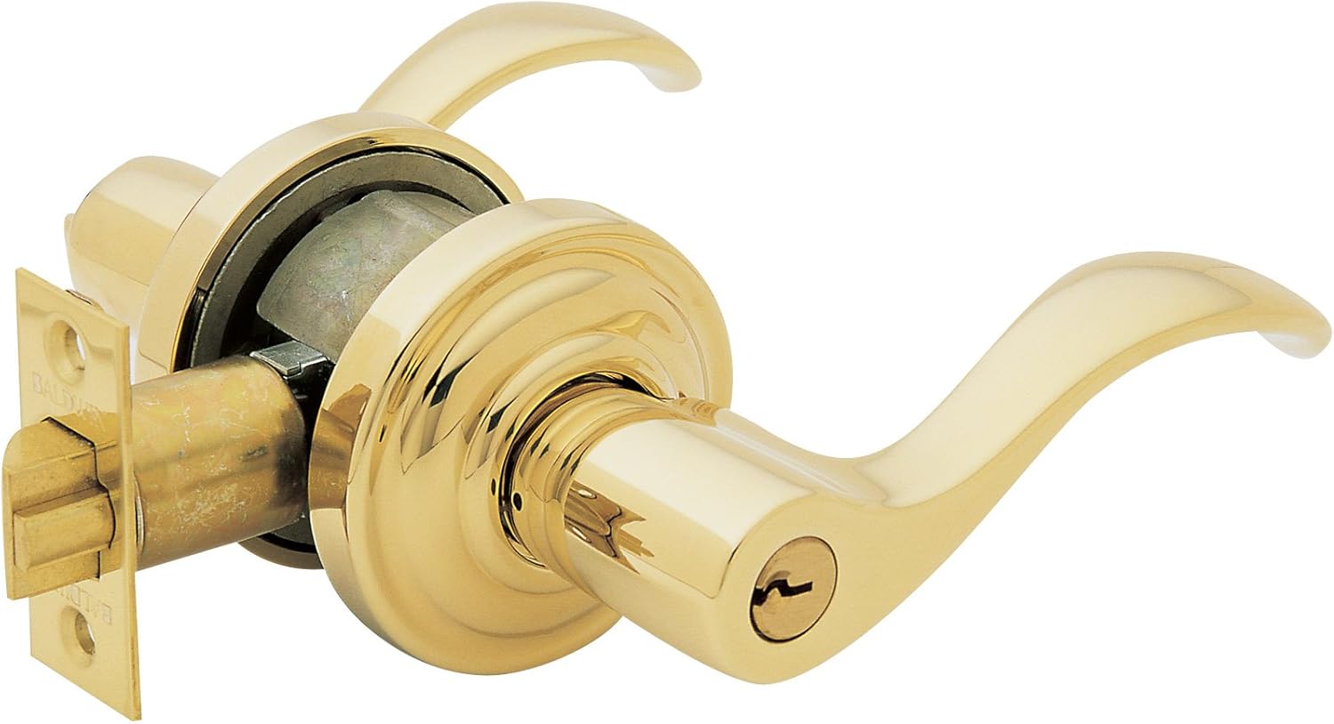 Baldwin Estate 5255.003.LENT Left-Handed Keyed Entry Wave Lever in Polished Brass