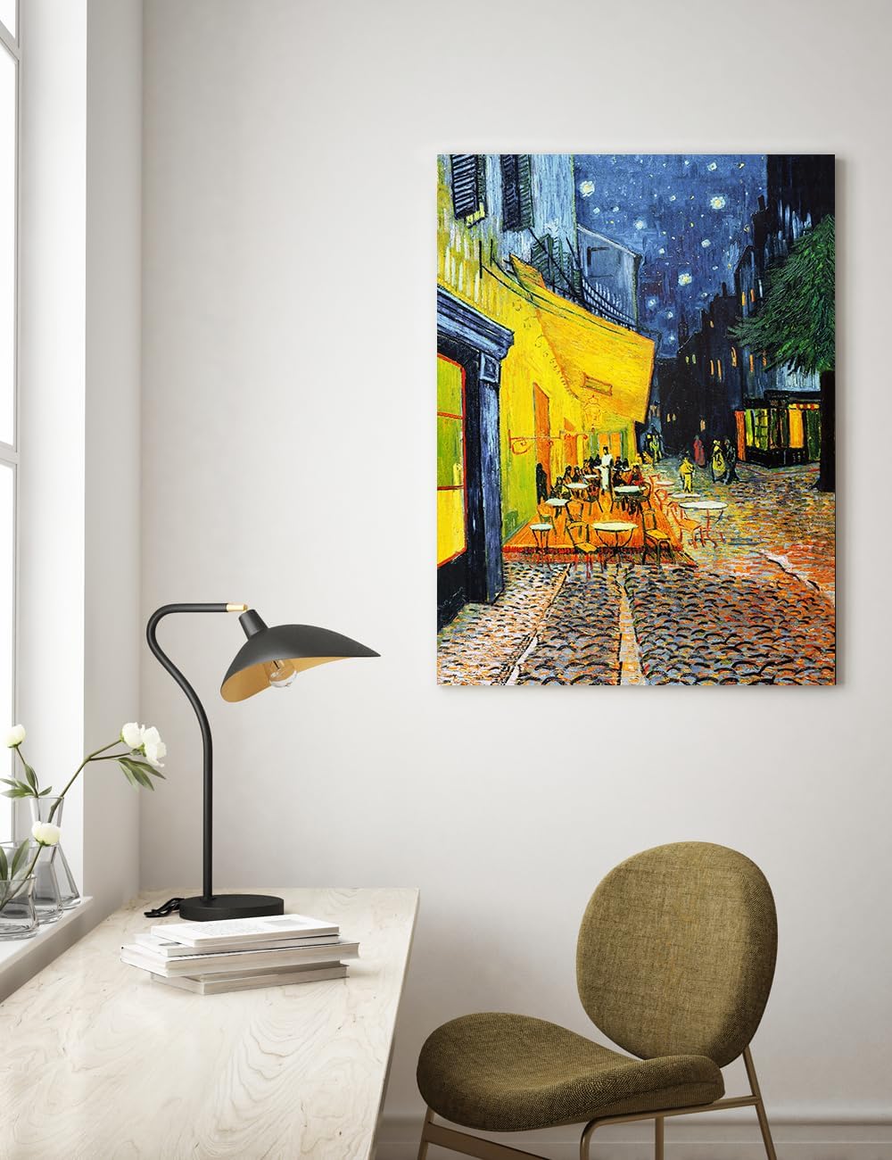 DECORARTS - Vincent Van Gogh Cafe Terrace at Night Large Canvas Art Giclee Print Gallery Wrapped Wall Art For Living Room Decor 30x40, Made In USA