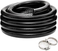 EASTRANS 1-1/2' x 50ft Reinforced Steel Wire Water Tubing Flexible Pool Suction Discharge Hose for Pump with 2 Clamps, Black Vacuum Dust Collection Pipe