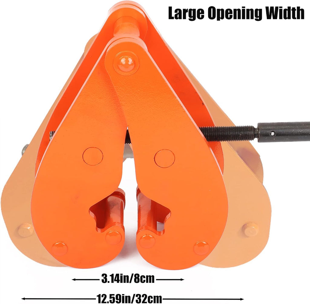 MYOYAY Beam Clamp 11000lbs/5ton Capacity Vertical H Beam Clamp Lifting 3.1-12.6 Inch Opening Range for Rigging Heavy Duty Steel Beam Clamp Tool, Orange