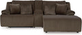 Signature Design by Ashley Top Tier Contemporary L-Shaped 3-Piece Reclining Sectional Sofa with Chaise, Console Storage and 4 Accent Pillows, Dark Brown
