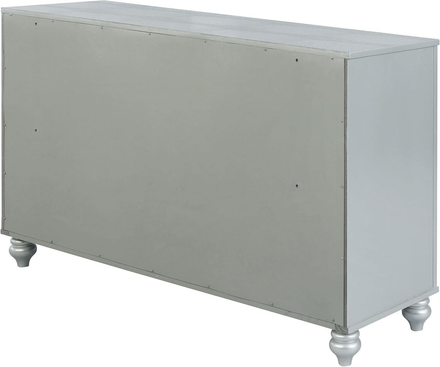 Coaster Home Furnishings - Gunnison - 6-Drawer Dresser with Modern Classic Style, Crystal-Like Pulls, Felt-Lined Top, Fretwork Panel Overlays - Bedroom - Silver Metallic - 223213