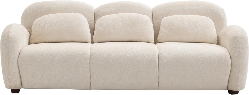 Christopher Knight Home Perla Modern Fabric Upholstered 3 Seater Sofa Couch with Pillow, Wooden Home Sofa Living Room, Comfy Cloud Couch for Bedroom, Apartment, Home Office, Light Beige