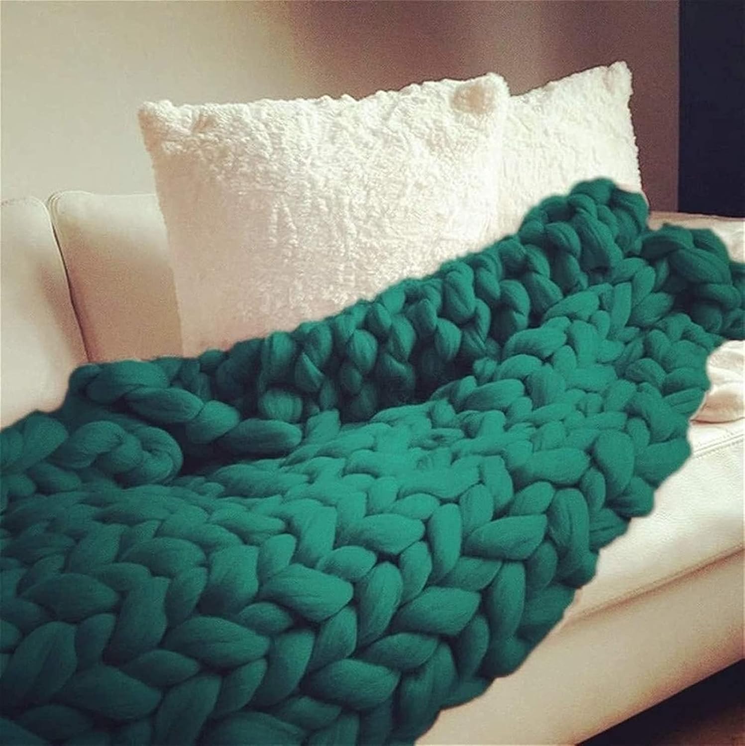 King Size Chunky Knit Blankets Handmade Soft Bulky Cozy Knit Blankets Throw for Sofa, Bed, Baby Blanket, Festival Gift, Camping, Home Decor (Size : 47x59in(120x150cm))