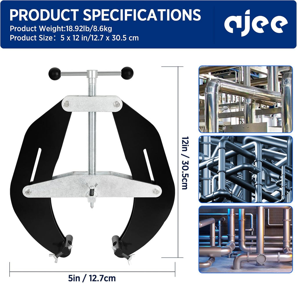 Pipe Clamp, 5 to 12 in, Steel Pipe Alignment Tool with Lightweight Design, High Strength Ultra Clamp with Quick Acting Screws
