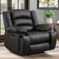 EBELLO Manual Recliner Chair, Faux Leather Reclining Chair with Hidden Cup Holders, Overstuffed Armrests and Back, Manual Single Sofa for Adult, Black