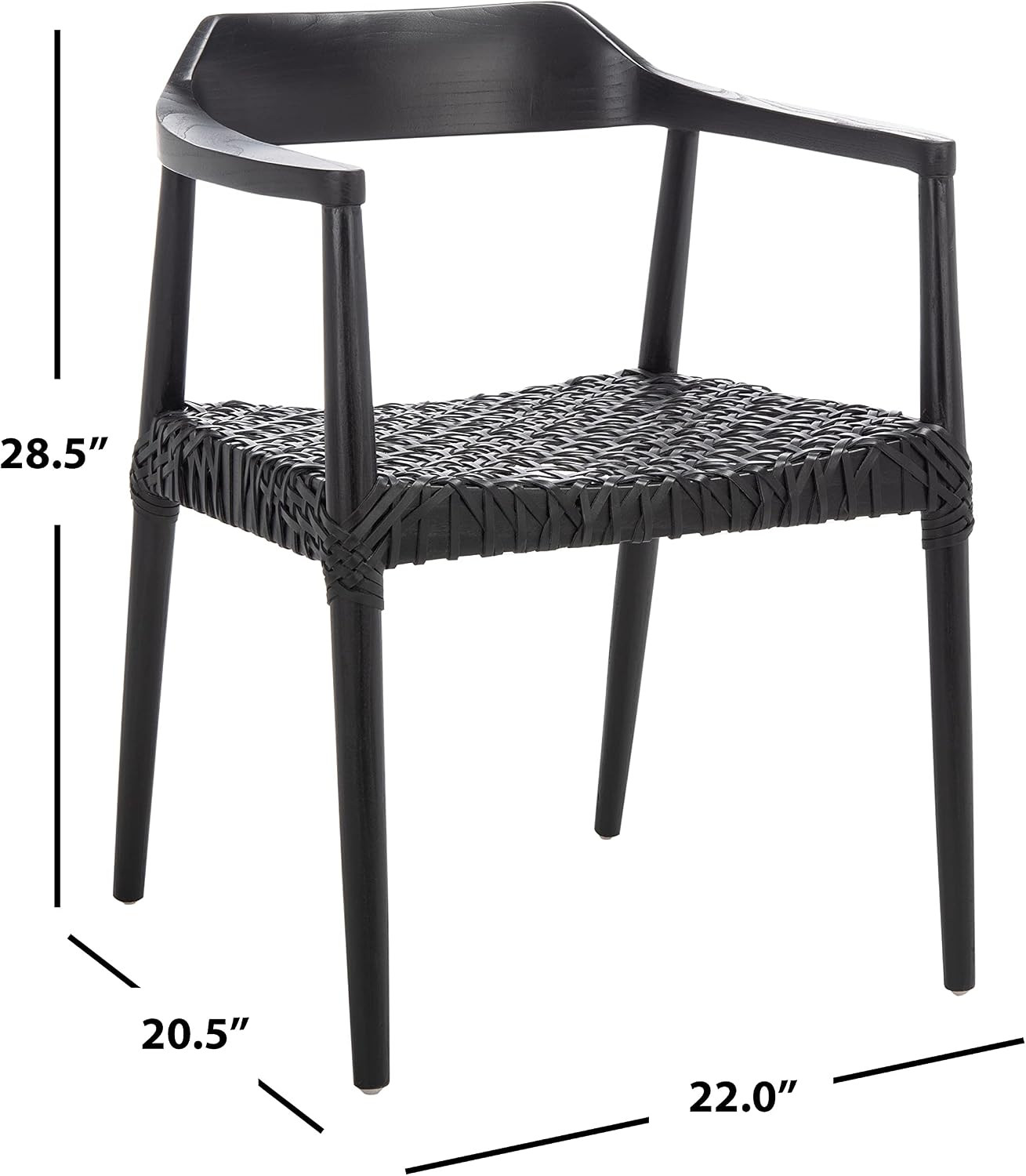 SAFAVIEH Home Collection Munro Black Sungkai Wood/Black Leather Woven Accent Chair (Fully Assembled)