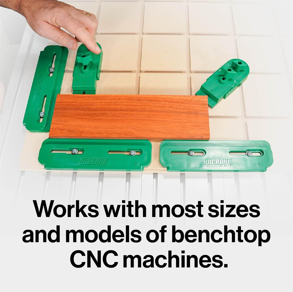 MICROJIG MatchFit CNC Clamping Kit, Workholding Hold Down Clamps for Woodworking, CN-P1234K11, 11 Piece Set, Green
