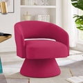 GDFStudio Swivel Barrel Chair Accent Arm Chair for Living Room Upholstered Velvet Round Reading Armchair Modern 360 Degree Comfy Swivel Chair with Open Backrest for Bedroom Office, Rose Pink