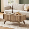 mopio Brooklyn Coffee Table, Lift Top Coffee Tables for Living Room, Mid Century, Modern Farmhouse Center Table with Lifting Top & Hidden Storage, Fluted Panel, Rising Pull Up (Oak Fluted)